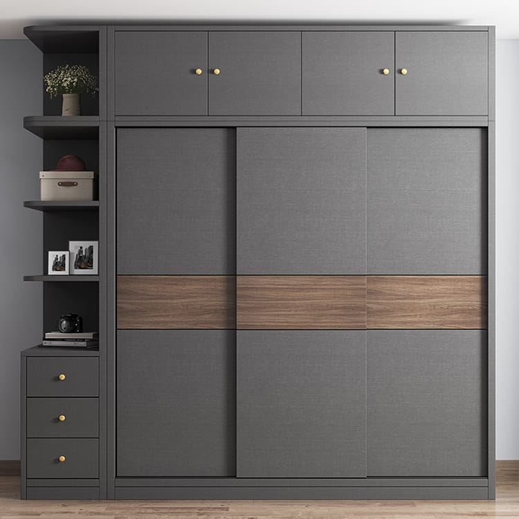 Sliding Door Wardrobe Modern Minimalist Panel Wardrobe Storage Cabinet ...